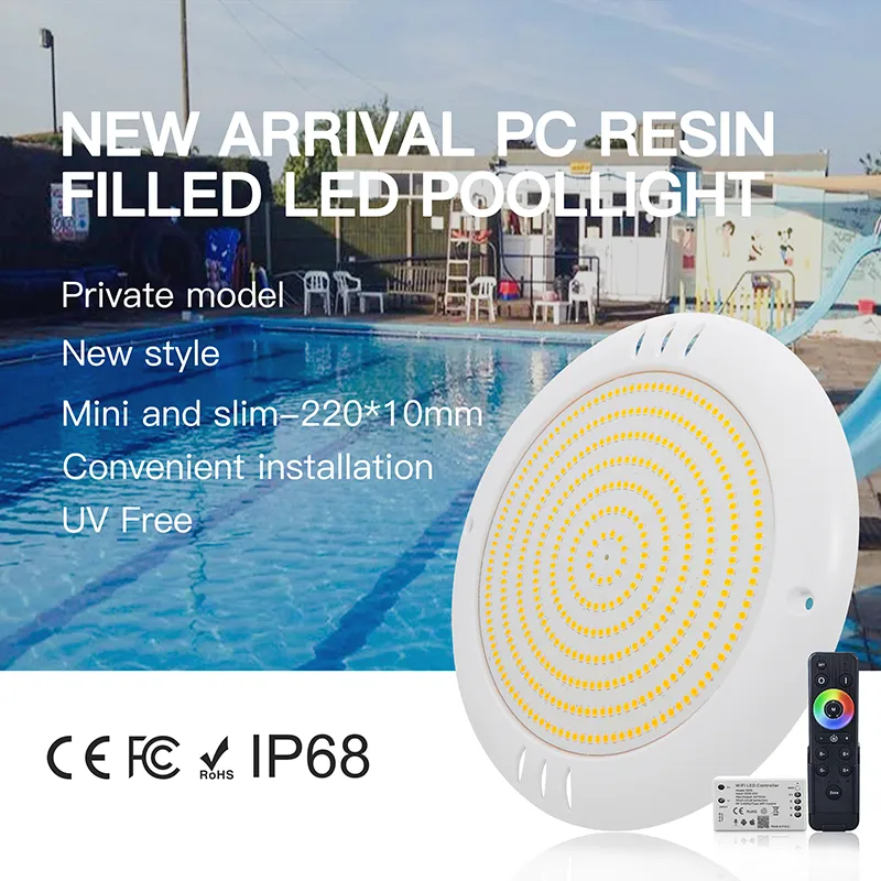 RGB New Model PC RGB IP68 Waterproof Resin Filled LED Pool Light