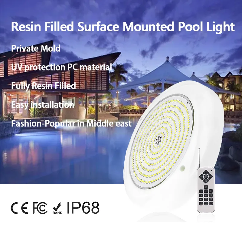 Factory Direct Sales PC Resin Filled RGB IP68 Waterproof LED Pool Lights