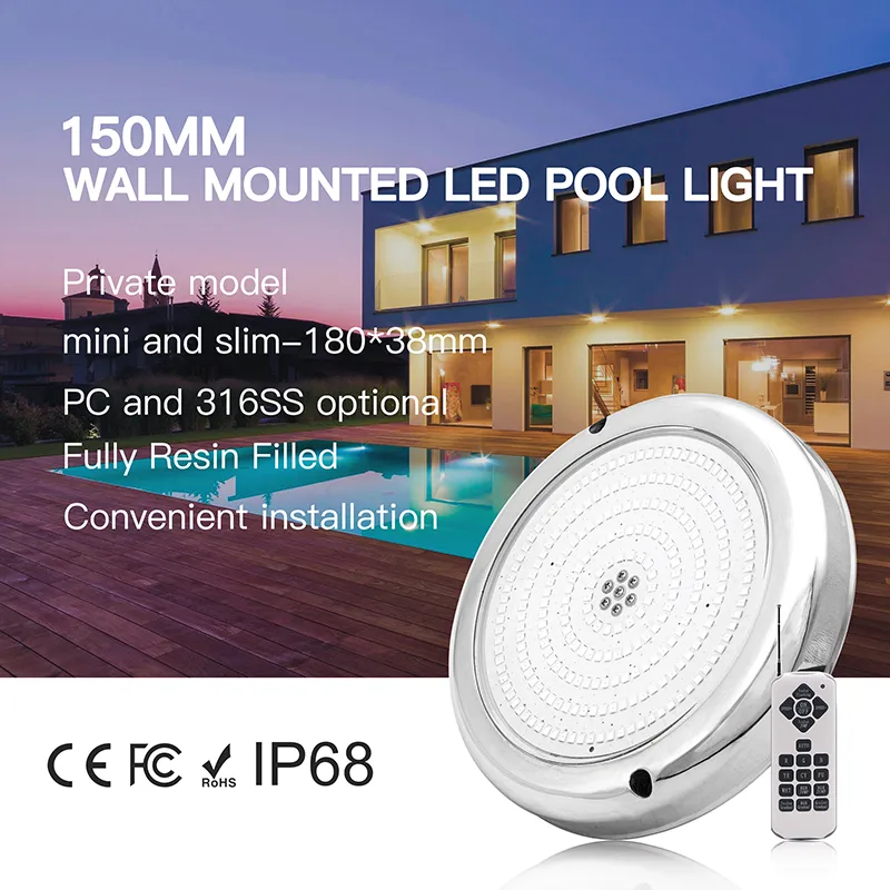 Wall Mounted Resin Filled 10W 12W 18W AC 12V 316SS Material LED Swimming Pool Light 